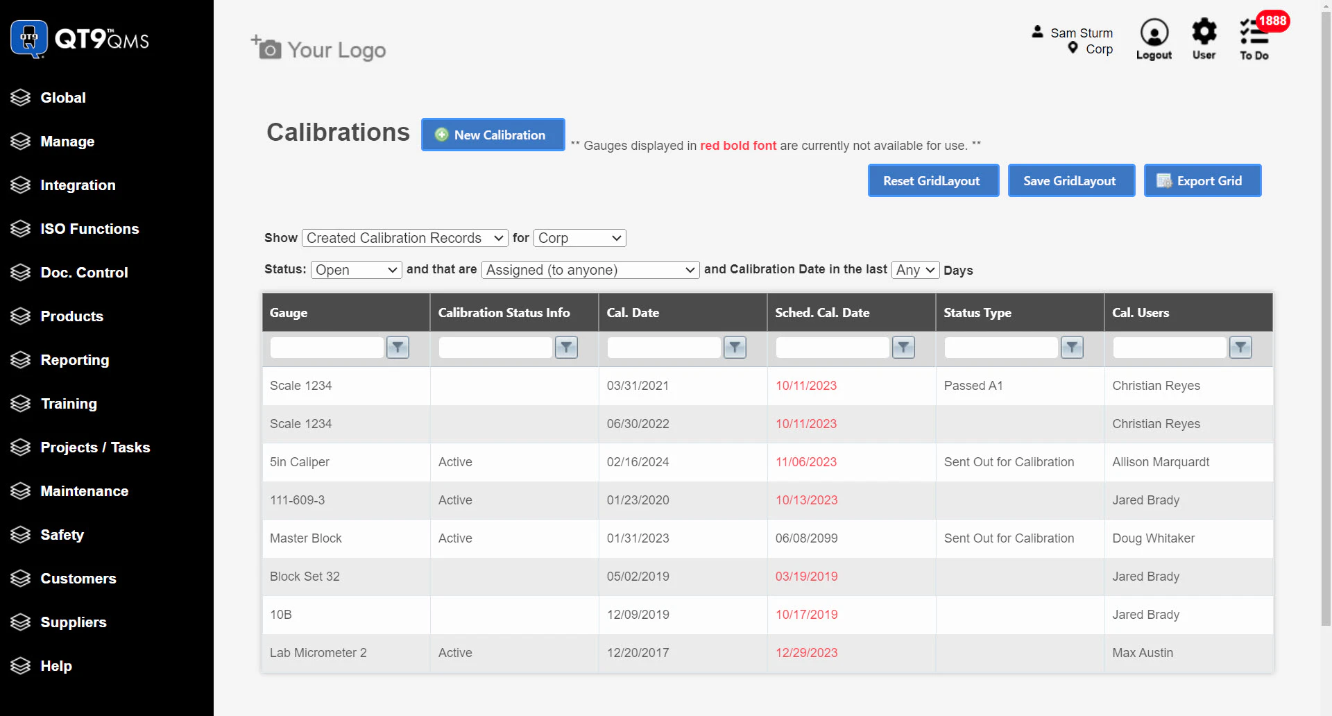 screenshot of QT9 QMS